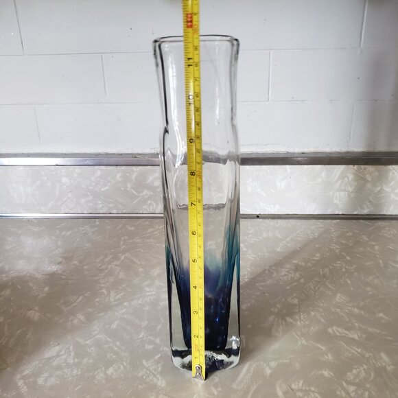 Jerpoint Glass Studio Ireland Art Glass Vase 11.5" Aqua Blue Purple - Picture 4 of 10